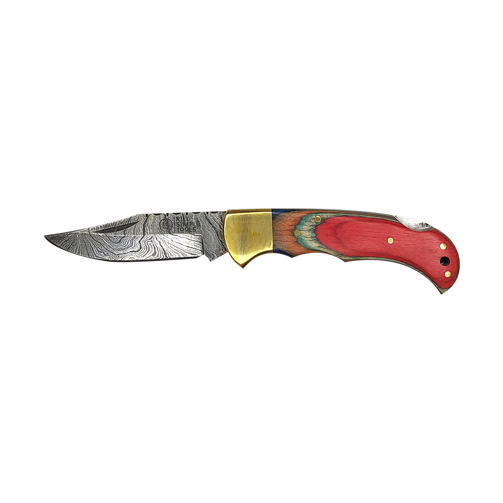 Colorado Red Damascus Folder Skinner - Ahead Outdoor