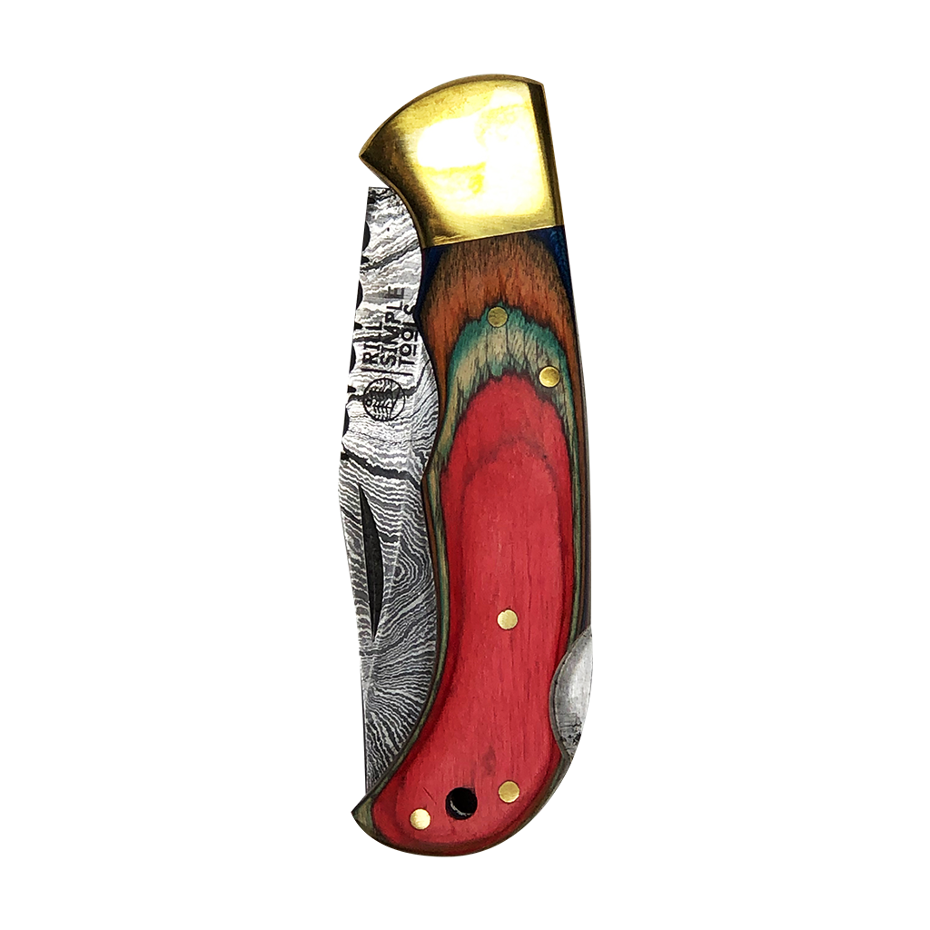 Colorado Red Damascus Folder Skinner - Ahead Outdoor